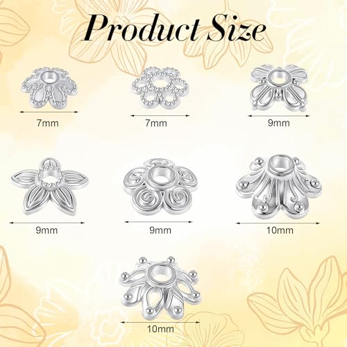 300 Stück 7 Stile Zwischenperlen für Armbänder Spacer Perlen Silber Metallperlen zum Basteln Bastelperlen Set Perlenkappen Perlen für Armbänder mit Loch zum Auffädeln Schmuckzubehör