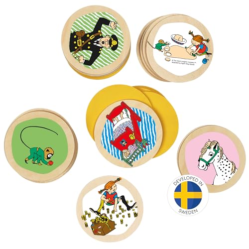 Pippi Langstrumpf Kinderspiel Memory Spiel – Holzspiel für Kinder...