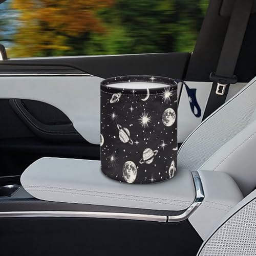 Image of Moon Star Car Trash Bag, Vehicle Trash Can - Cute, Portable, Collapsible for Back Seat, Floor, or Hanging Headrest Waste Basket - Auto Garbage Accessory