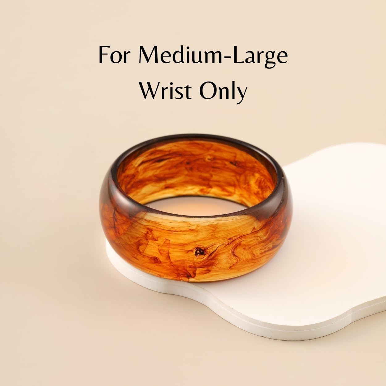 Viva Joya Round Resin Acrylic Bangle Bracelet for Women, Statement Chunky Wide or Slim Plastic Geometric Jewelry, Marble White Brown Teal - Image 4