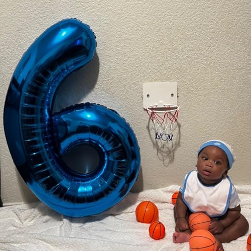 Image of 6 Balloon Numbers Birthday Decorations, 40In Dark Blue Balloons for Party | Eye-catching Appearance, Perfect Decorative Centerpieces, Convenient Self-sealing Structure, Widely for Various Occasions