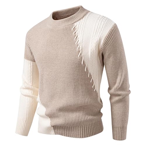 Cambkatl Men's Color Block Pullover Crewneck Sweaters - 2025 Fall Winter Warm Casual Long Sleeve Knitted Cozy Sweater Tops