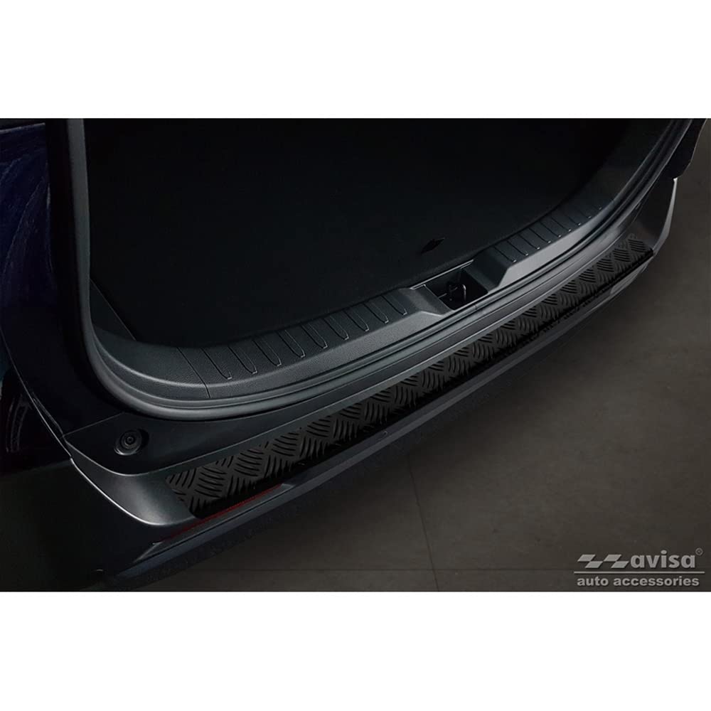Avisa Matt-Schwarz Aluminium Heckstoßstangenschutz kompatibel mit Toyota RAV4 (5th Gen.) 2018- & Suzuki Across 2020- 'Riffled Plate'