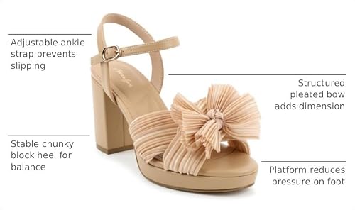 Herrlyn Platform Bow Heels, Open Toe Chunky Bridal Shoes Sandals Ankle Buckle Bridal Heels for Wedding Bridesmaid Party Dress — view 3