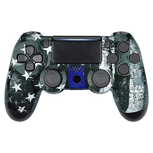 eXtremeRate The Thin Blue Line Flag of USA Faceplate Cover, Hydro Dipped Front Housing Shell Case for Playstation 4 PS4 Slim PS4 Pro Controller (CUH-ZCT2 JDM-040/050/055) - Controller NOT Included
