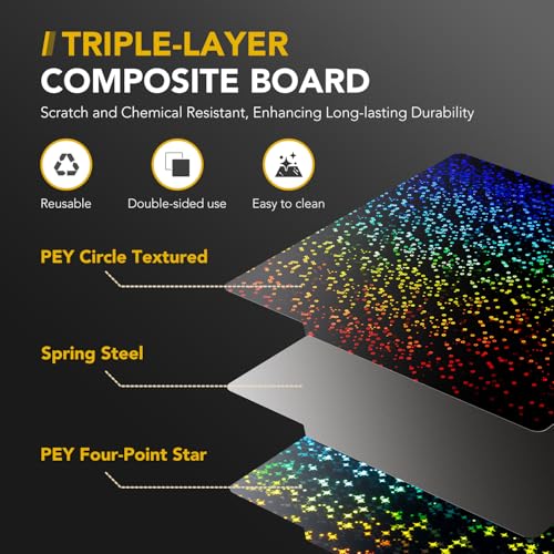 Image of 3D Printer Build Plate for Bambu Lab X1 X1C X1E P1P P1S A1, 3D Printer Accessories PEY Dual Texture 257x257mm, Flexible Spring Steel Hot Bed Platform Sheet