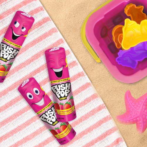 Push Pop Pink Colorfest - Pink Strawberry Lollipops Bulk Summer Candy - 10 Count Individually Wrapped Fruity Lollipops - Strawberry Candy For Pool Parties, The 4Th Of July, And Summer Fun #TOP2