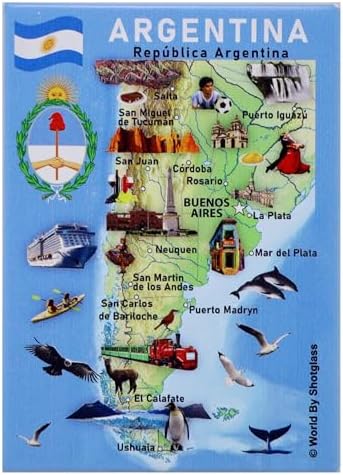 Argentina Graphic Map and Attractions Souvenir Fridge Magnet 2.5" X 3.5" image 2