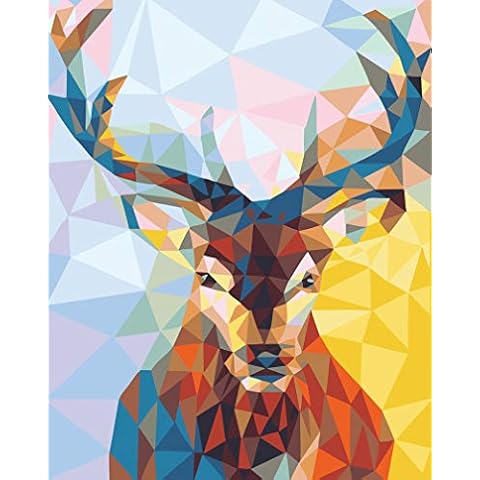 Awesocrafts Malen nach Zahlen Kristall Diamant Mosaik Hirsch Kopf Cover