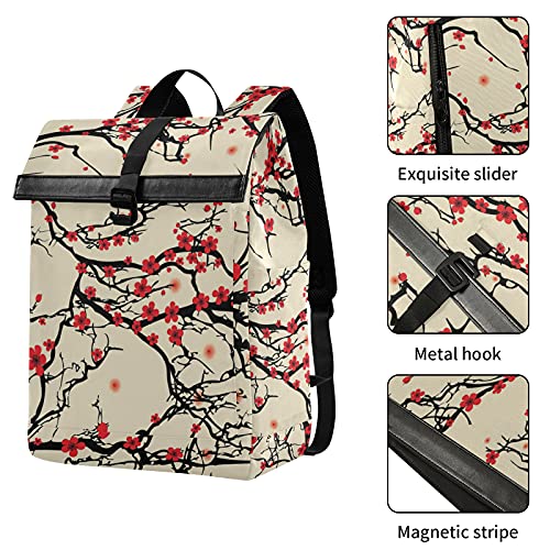 ALAZA Japanese Cherry Blossom Sakura Vintage Large Laptop Backpack Purse for Women Men Waterproof Anti Theft Roll Top Backpack, 13-17.3 inch4
