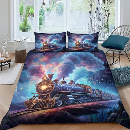 Parure de lit double 200x200 avec housse de couette imprimé 3D en microfibre zippée