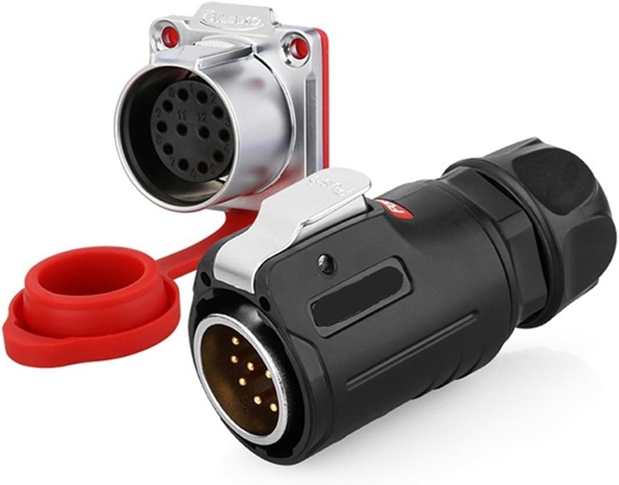 LP24 12Pin M24 Aviation Waterproof 10A Signal Power Connector and Socket for Visual Security Surveillance Radio System(Female Plug Set)