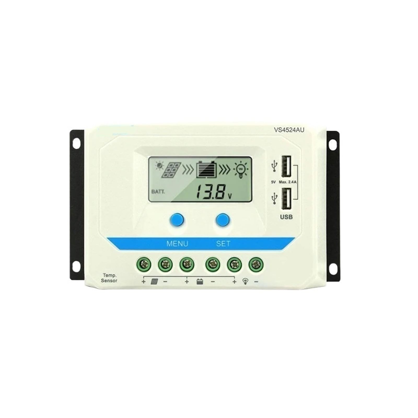 Regulator ładowania słonecznego PWM 60 A, 45 A, 30 A, 20 A, 10 A, 12 V, 24 V, 36 V, 48 V, z automatycznym panelem słonecznym i podświetlanym wyświetlaczem LCD. (60A (VS6048AU))