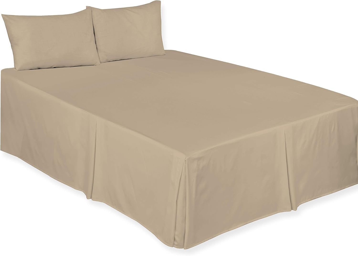 CHILIMILII Base Valance Bed Sheet Pleated–Poly Cotton Fitted Bed Skirt- Wrinkle-Free, Easy Fit, Machine Washable – Fits Under the Mattress - Base Bed Skirt with a 40cm Drop (Latte, Double)
