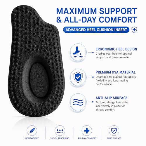 Image of 2 Pairs Heel Cushion Inserts for Women & Men, Soft Gel Heel Pads for Shoes, Shock Absorbing Heel Support, Reusable Shoe Inserts for Comfort, Pressure Reduction, Sneakers, Boots & Work Shoes