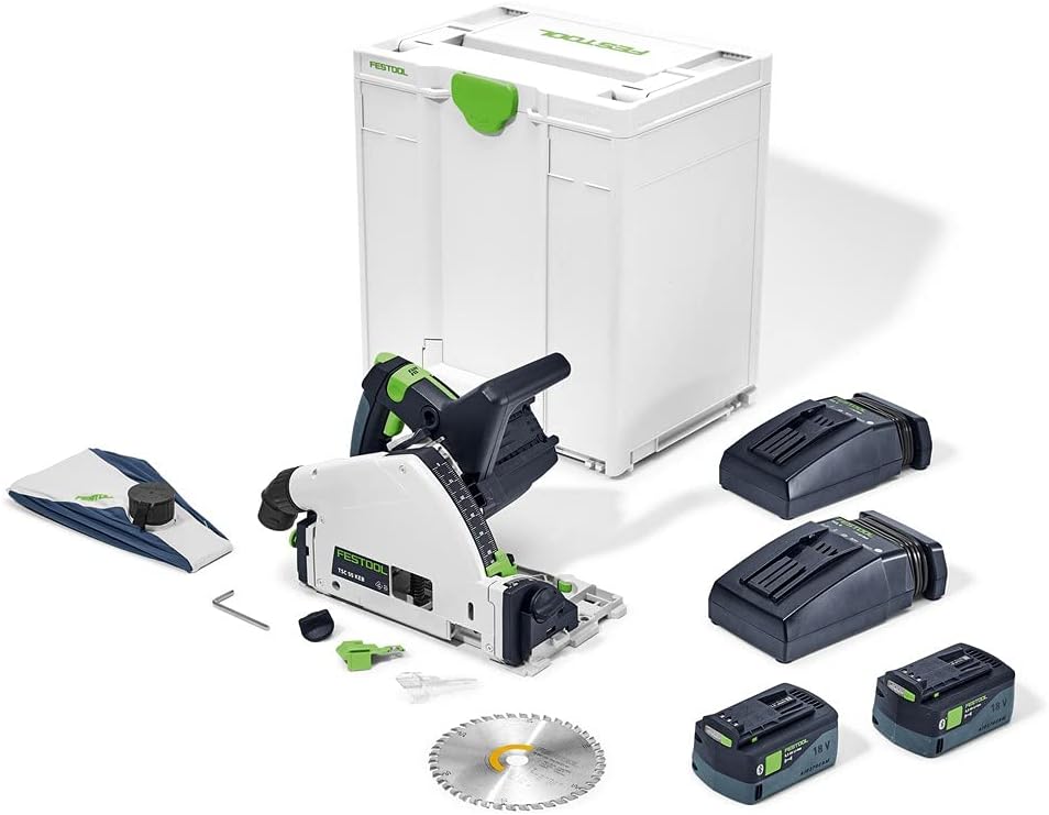 Festool Sega sommergibile a batteria TSC 55 5,2 KEBI-Plus/XL (con batteria BP 18 Li 5,2, caricatore rapido, lama per sega circolare, protezione schegge, finestra di visualizzazione, sacchetto per la