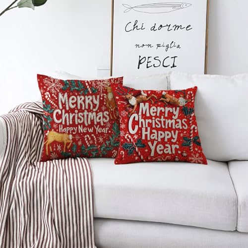 Housse de coussin en lin imperméable 65x65cm Noël décoration haut de gamme