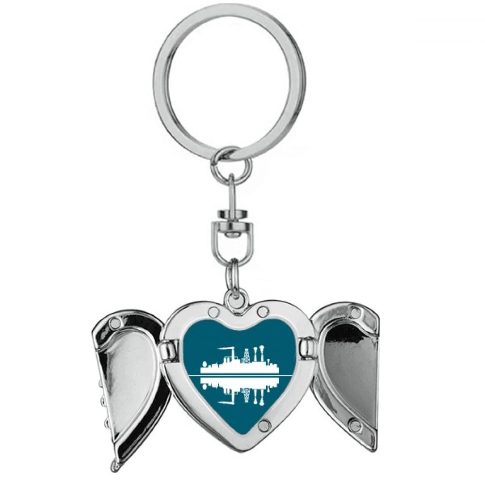 no/no Symbolic Reflections Urban Landscape Architectural Factories Heart Angel Wing Key Chain Holder