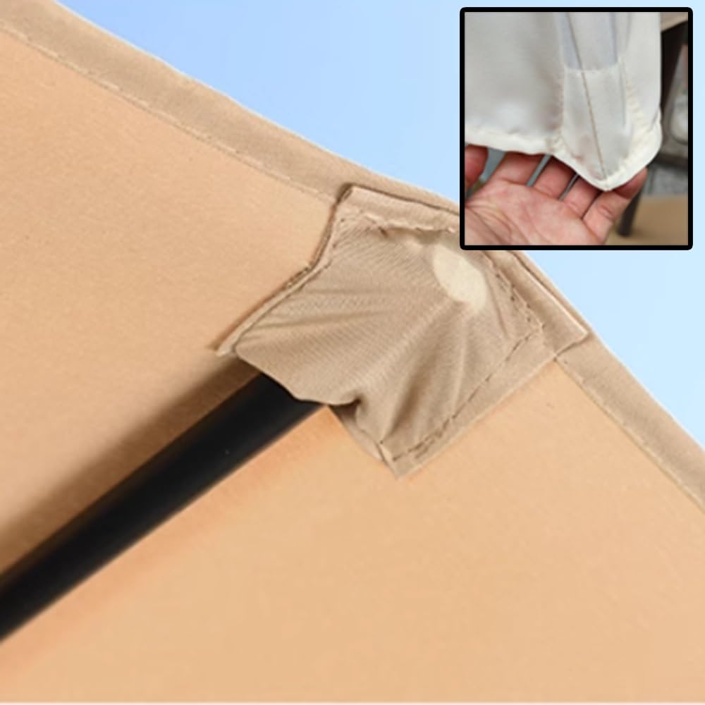 Doppelsonnenschirm Ersatzbezug 12 Rippen Sonnenschirmbezug Sonnenschirm Ersatzbespannung 4.6m Sonnenschirm Stoff Terrassenschirm Baldachin Abdeckung Für Gartenschirm Balkon(Beige)
