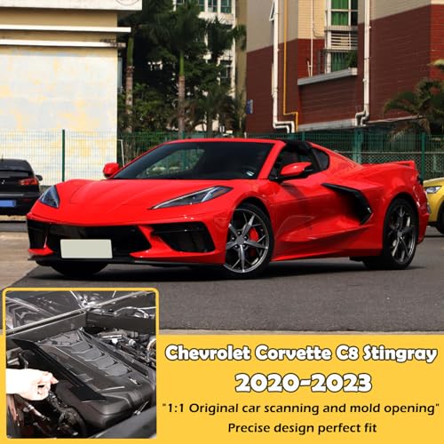 Image of CHEAYAR Engine Bay Panel Cover Compatible with Chevrolet Corvette C8 2020-2023, Engine Shroud Cover Panel Trims, C8 Accessories 2PCS (Engine Compartment Cover-Black)