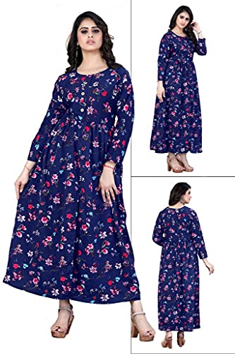 Image of H.E HAMZA ENTERPRISER Printed Crepe Material Brown Western Dress For Women