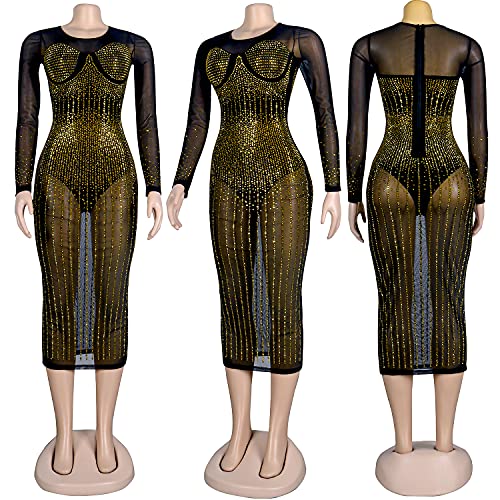 Image of PORRCEY Sexy Elegant Rhinestone Party Club Night Formal Dress for Women