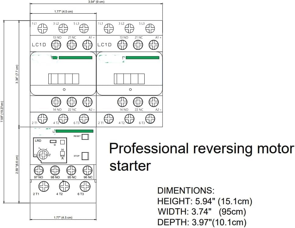 LC1D09 Prof. Reversing Motor Starter 1/3HP @ 220V, 3/4HP @ 480V 1-1.6A.Coil 240V