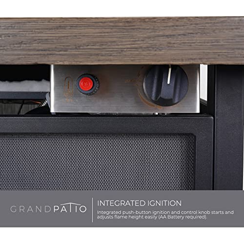 Grand Patio Outdoor 29 Inch Propane Gas Fire Pit Table, Woodgrain Finish Steel Tabletop Fire Table With Sling Base Csa Approved, 29" Brown Tabletop/Square #TOP3