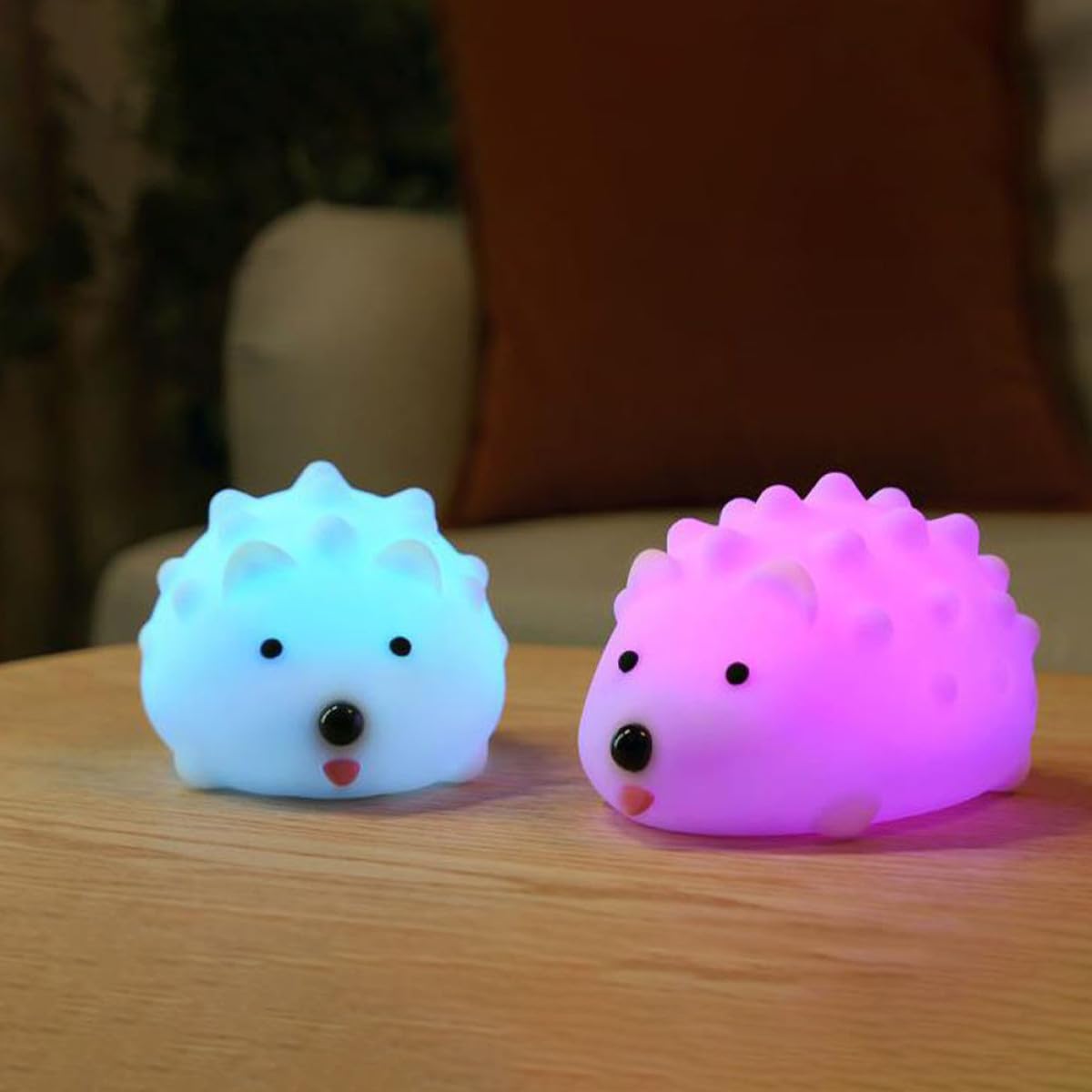 BESPORTBLE Lámpara de Noche USB Sensor Táctil Luz LED Rgb Ajustable Diseño de Erizo de Silicona Suave Lámpara Decorativa para Dormitorio y Habitación Infantil