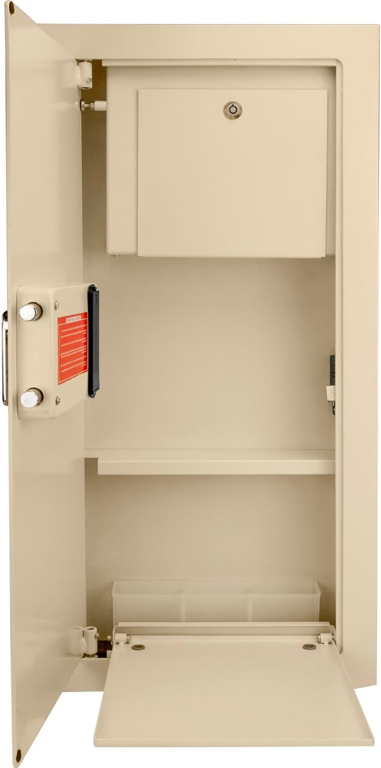 0.82 Cubic Ft Left Open Beige Biometric Wall Safe