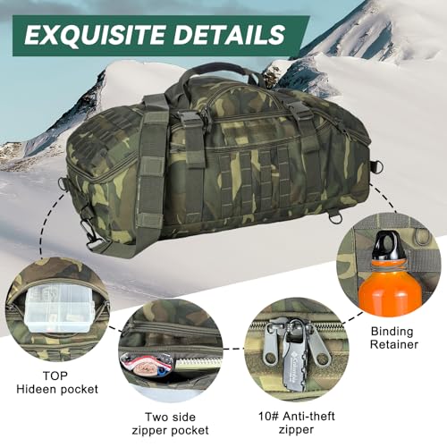Image of Hannibal Tactical 55L Large Duffle Bag, 3-in-1 Tactical Backpack MOLLE Pack for Sports, Gym, Outdoor, US Woodland