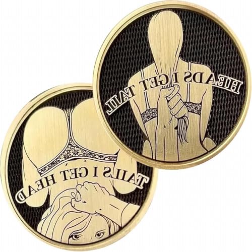 FUELEGO 2025 New Naughty Couples Coin - Heads I Get Tail, Tails I Get Head | Funny Adult Decision Coin for Date Night & Parties | Cheeky Prank Gift for Men & Women