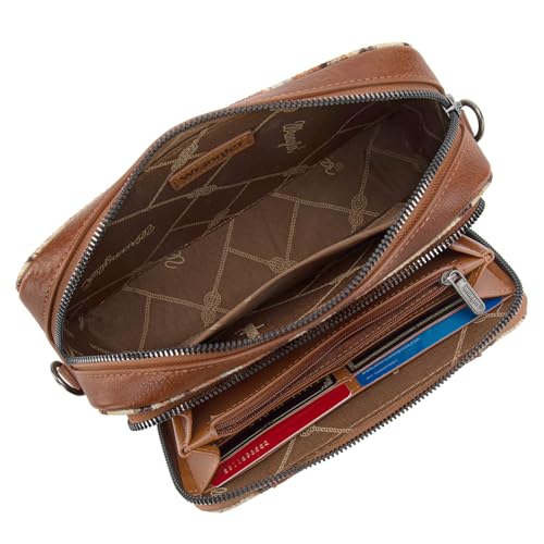 Image of Wrangler Aztec Crossbody Bag for Women Multi Pocket Shoulder Bag Boho Cross Body Wallet Purse