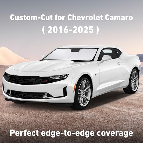 Image of EcoNour Windshield Sunshade Compatible for Chevrolet Camaro 2016-2023 2024 2025, Sun Visor for Front Windshield & Window Sun Shade Cover, UV Heat Blocker & Protector, Car Accessories