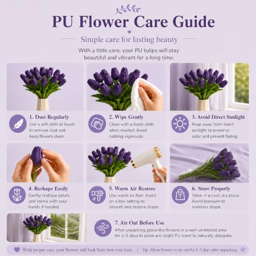 Image of Mandy's 20pcs Artificial Dark Purple Tulips