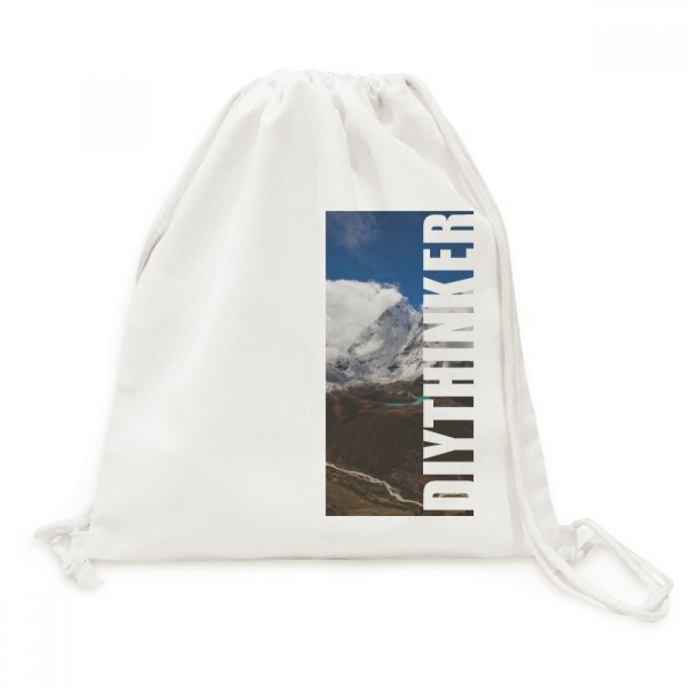Toile drawstring backpack bleu ciel motif sciences forestières paysage