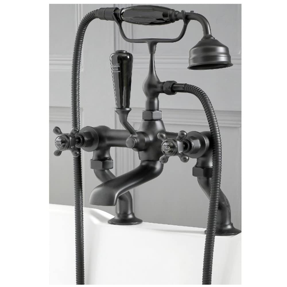 Milano Black Elizabeth Bath Shower Mixer Tap Crosshead Handles