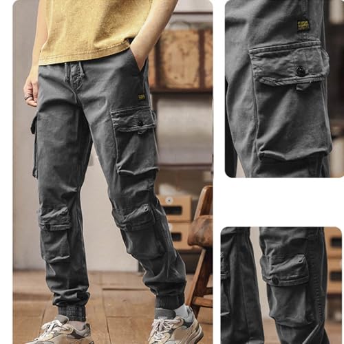 Men's Hiking Pants Drawstring Cargo Pants Lightweight Travel Pants Outdoor Tapered Casual Pant Multi Pockets4