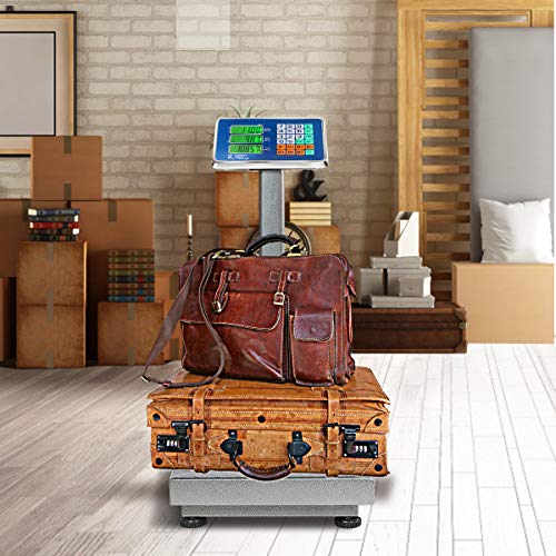 Giantex 660Lbs Weight Computing Digital Scale Floor Platform Scale For Weighing Luggage Package Shipping Mailing Postal Scale With Accurate Lb/Kg Price Calculator, High-Definition Displa (Silver) #TOP2