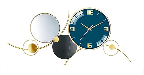 35.4 Modern Mirror Wall Clock, Large Vintage Retro Wall Decor,Metal Wall Clock for Living Room Decor, Kitchen, Bedroom, Study Decoration (Round 3)