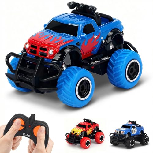 Pup Go Monster Truck Ferngesteuertes Auto mit Licht f&uuml;r Kinder 3-9 Jahr, Robust Mini RC Auto Schnell Offroad Indoor Outdoor, Spielzeug Kleinkind Weihnachten Geburtstagsgeschenk Junge M&auml;dchen, Blau