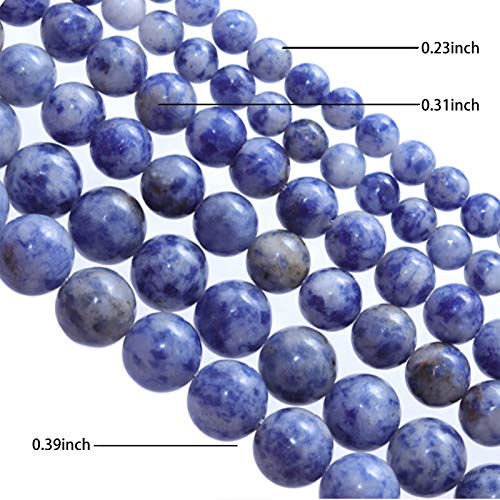 Image of Natural Stone Beads 6mm Bule Sodalite Polished Round Smooth Gemstone Beads for Jewelry Making 15 Inch (Bule Sodalite, 6mm)