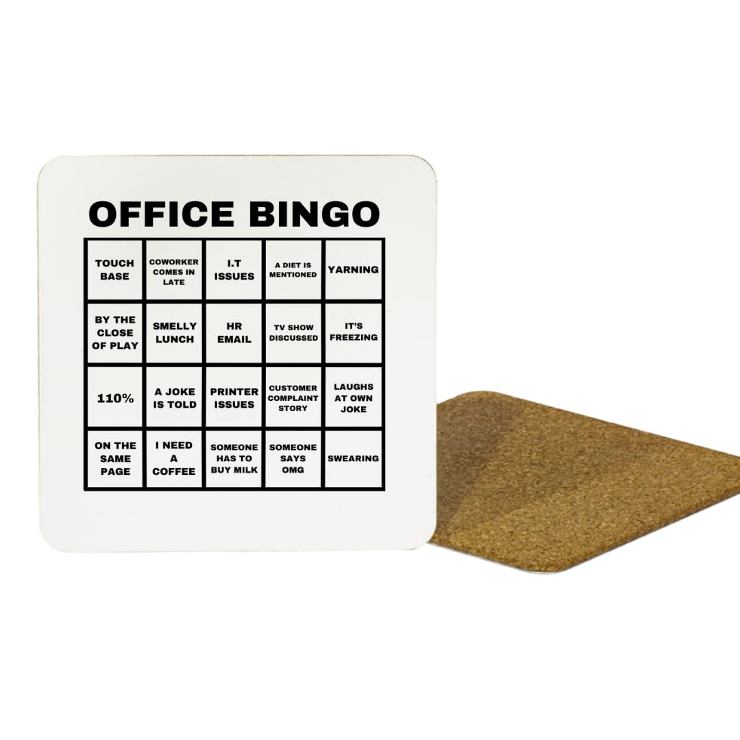 Second Ave Gift Company White Second Ave Funny Office Bingo Novelty Secret Santa Office Joke For Colleagues Mdf Coaster