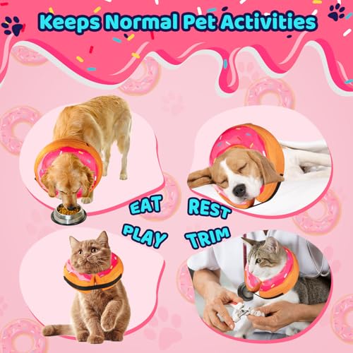 Image of Grand Line Donut Inflatable Collar for Dogs and Cats, Soft Recovery Dog Cone After Surgery, Protective Pet Neck Cone for Small, Medium, Large Dogs, Not Block Vision (Pink, ML)
