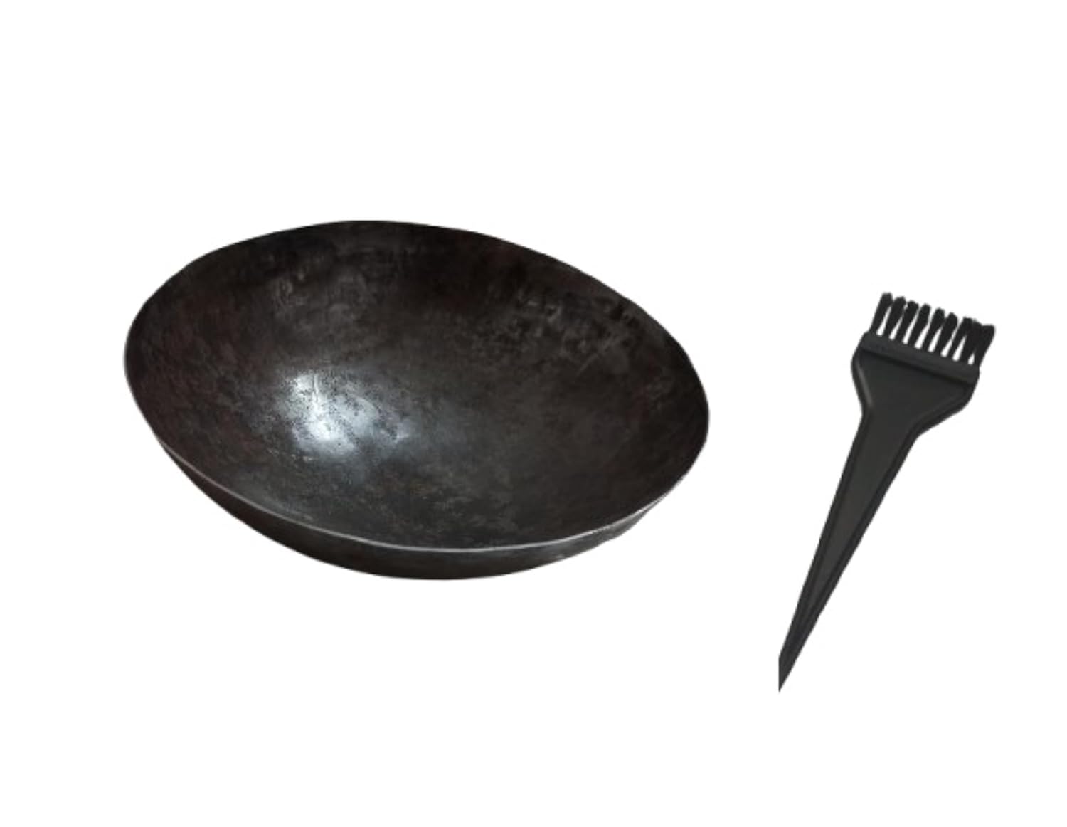 SHIVANYA STORE Iron Bowl for Henna Mixup Paste, Mehendi Making Wok, Lokhand Kadai Bowl for Hair Masks Hair Dye for Salon and Home Use with 1 Brush