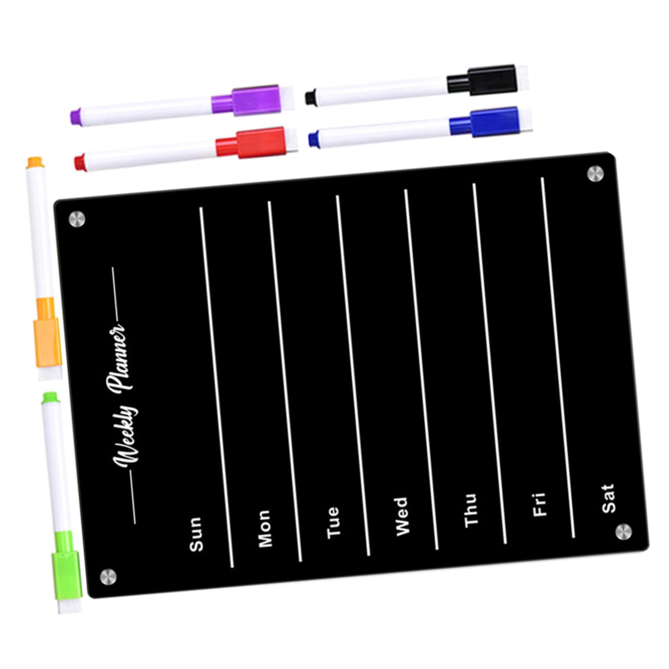 Uonlytech Magnetisches Notiz Planungs Whiteboard aus Schwarzem Acryl mit Glatter Schreibfläche Abwischbar und Praktisch für Kühlschrank und Küchenkalender 1 Satz
