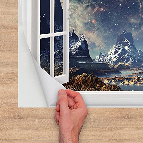 Space Wall Stickers Planets Galaxy Wall Decals Fantasy Universe Mural For Living Room Bedroom Kitchen Office 36” X 48” Self Adhesive Window View Stickers Outer Space Wall Décor #TOP4