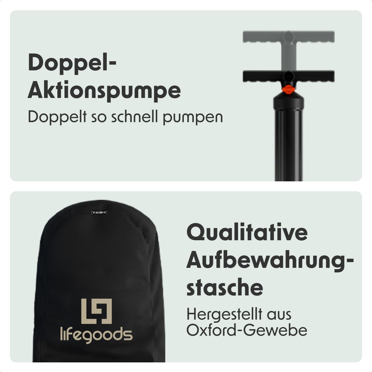 LifeGoods SUP Board Set - Aufblasbare Stand Up Paddling Board - Komplettes Set inklusive Zubehör und Verstellbares Padel - Geeignet für Anfänger und Fortgeschrittene - Bis 150KG - 320x81cm