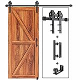 EaseLife 6.6 FT Sliding Barn Door Track and Handle Hardware Kit,Big Spoke Wheel,Heavy Duty,Slide...