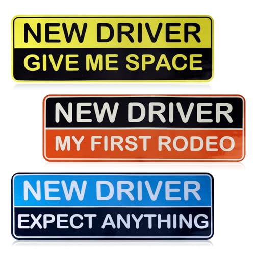 Image of 3pcs Student Driver Car Magnet Stickers, 9.8x3.35in Waterproof Removable Novice New Driver Decal Sign Reflective Magnetic Safety Bumper Sticker for Car Accessories